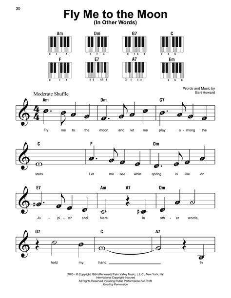 Fly Me To The Moon Piano Simple Fly Me To The Moon (In Other Words) (Super Easy Piano) - Sheet Music